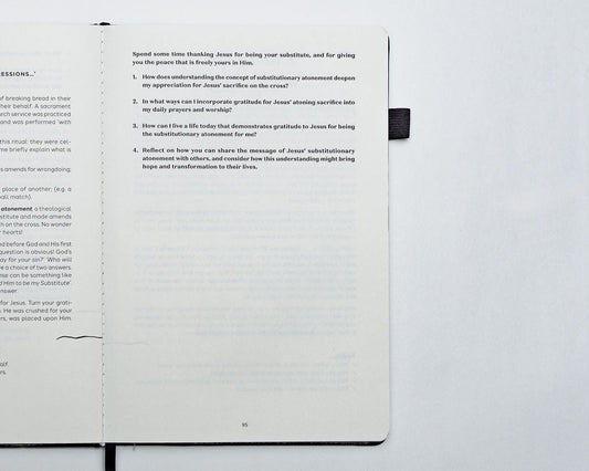 Inside pages of a Christian devotional journal